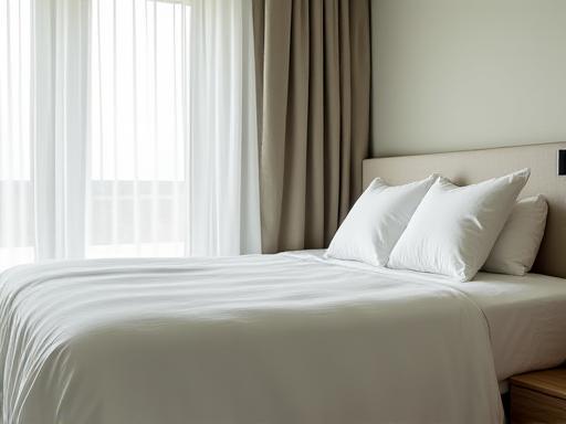 Camera da letto ordinata e pulita con luce naturale